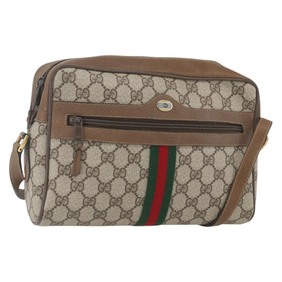GUCCI GG Supreme Web Sherry Line Bag PVC Beige Gold 68 02 005 Auth ep12895