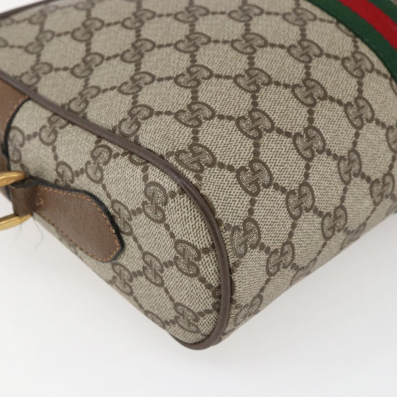 GUCCI GG Supreme Web Sherry Line Bag PVC Beige Gold 68 02 005 Auth ep12895