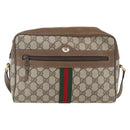 GUCCI GG Supreme Web Sherry Line Bag PVC Beige Gold 68 02 005 Auth ep12895-2