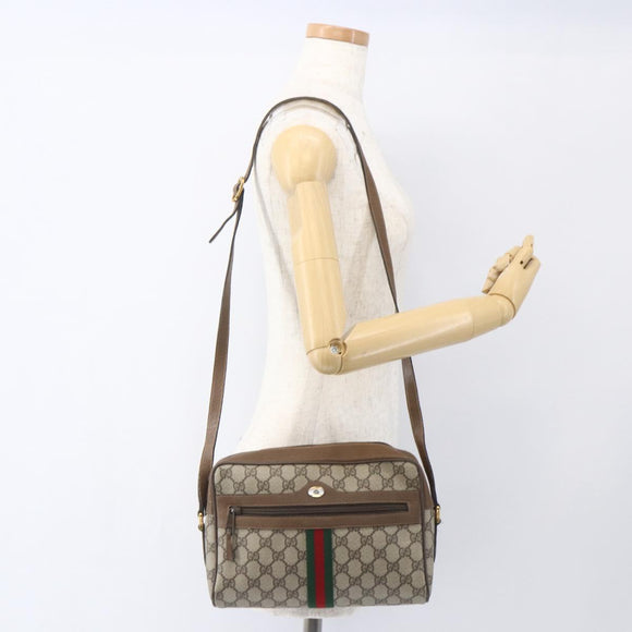 GUCCI GG Supreme Web Sherry Line Bag PVC Beige Gold 68 02 005 Auth ep12895