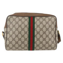 GUCCI GG Supreme Web Sherry Line Bag PVC Beige Gold 68 02 005 Auth ep12895-3