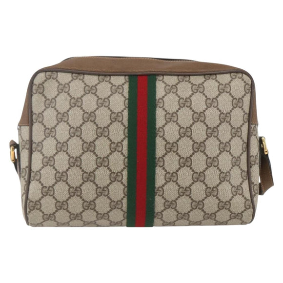 GUCCI GG Supreme Web Sherry Line Bag PVC Beige Gold 68 02 005 Auth ep12895