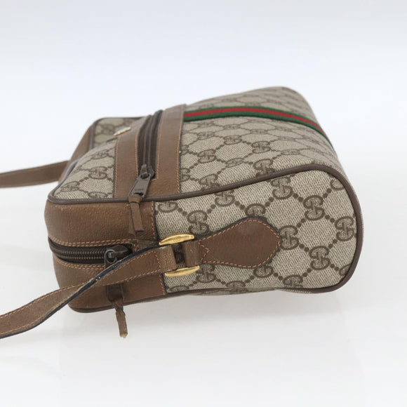 GUCCI GG Supreme Web Sherry Line Bag PVC Beige Gold 68 02 005 Auth ep12895