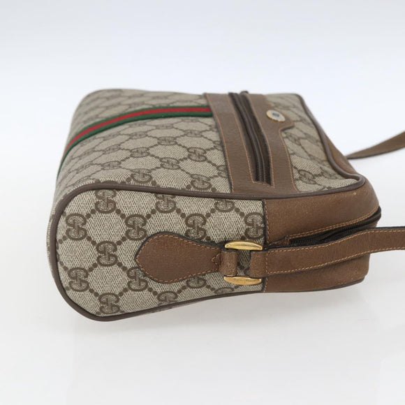 GUCCI GG Supreme Web Sherry Line Bag PVC Beige Gold 68 02 005 Auth ep12895