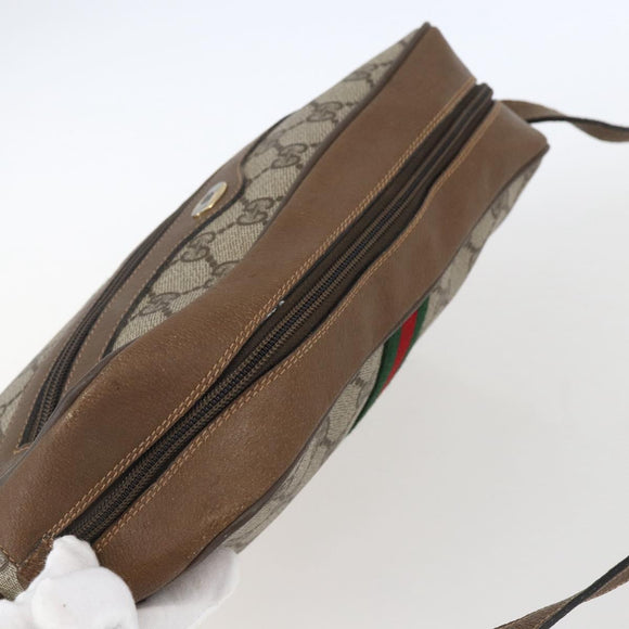 GUCCI GG Supreme Web Sherry Line Bag PVC Beige Gold 68 02 005 Auth ep12895