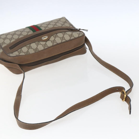 GUCCI GG Supreme Web Sherry Line Bag PVC Beige Gold 68 02 005 Auth ep12895