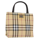BURBERRY Nova Check Hand Bag PVC Beige Silver Auth ep12901-1