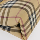 BURBERRY Nova Check Hand Bag PVC Beige Silver Auth ep12901-9