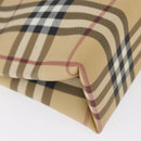 BURBERRY Nova Check Hand Bag PVC Beige Silver Auth ep12901-15