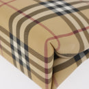 BURBERRY Nova Check Hand Bag PVC Beige Silver Auth ep12901-16