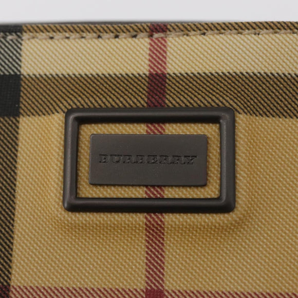 BURBERRY Nova Check Hand Bag PVC Beige Silver Auth ep12901