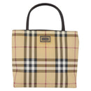 BURBERRY Nova Check Hand Bag PVC Beige Silver Auth ep12901-13