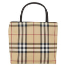 BURBERRY Nova Check Hand Bag PVC Beige Silver Auth ep12901-2