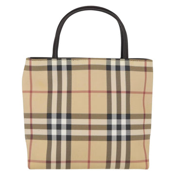BURBERRY Nova Check Hand Bag PVC Beige Silver Auth ep12901 - 0