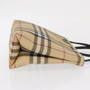 BURBERRY Nova Check Hand Bag PVC Beige Silver Auth ep12901-3