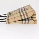 BURBERRY Nova Check Hand Bag PVC Beige Silver Auth ep12901-4