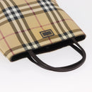 BURBERRY Nova Check Hand Bag PVC Beige Silver Auth ep12901-6