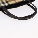 BURBERRY Nova Check Hand Bag PVC Beige Silver Auth ep12901-7