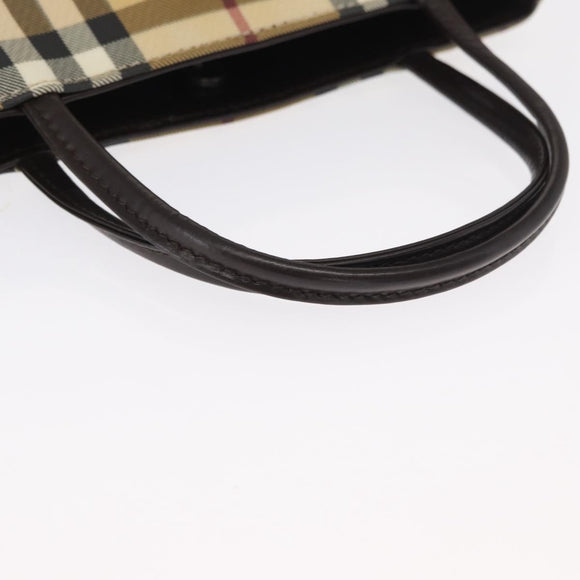 BURBERRY Nova Check Hand Bag PVC Beige Silver Auth ep12901