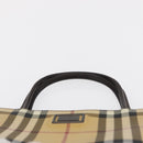BURBERRY Nova Check Hand Bag PVC Beige Silver Auth ep12901-8