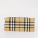 BURBERRY Nova Check Hand Bag PVC Beige Silver Auth ep12901-5