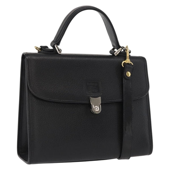 Burberrys Hand Bag Leather 2way Black Silver Auth ep12903