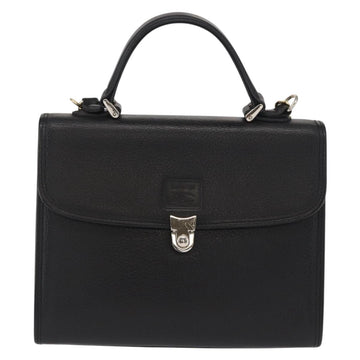 Burberrys Hand Bag Leather 2way Black Silver Auth ep12903 - 0