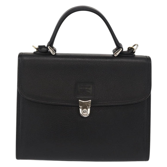 Burberrys Hand Bag Leather 2way Black Silver Auth ep12903
