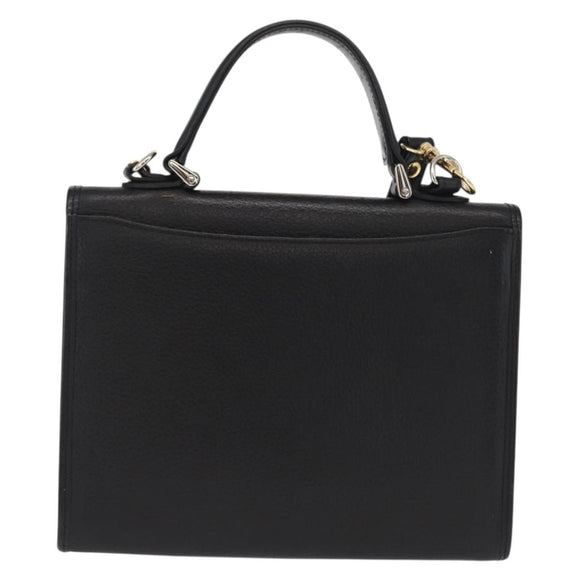 Burberrys Hand Bag Leather 2way Black Silver Auth ep12903