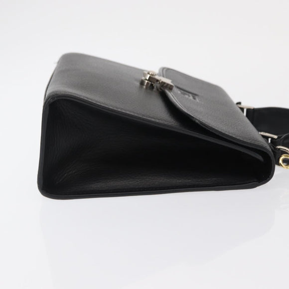 Burberrys Hand Bag Leather 2way Black Silver Auth ep12903