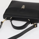 Burberrys Hand Bag Leather 2way Black Silver Auth ep12903-7