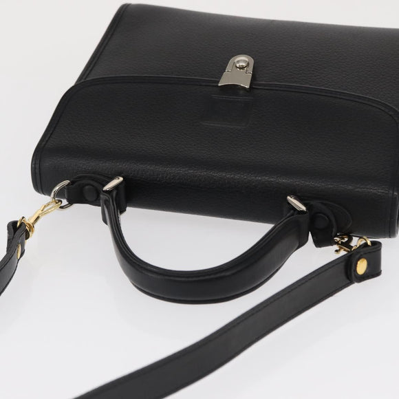Burberrys Hand Bag Leather 2way Black Silver Auth ep12903