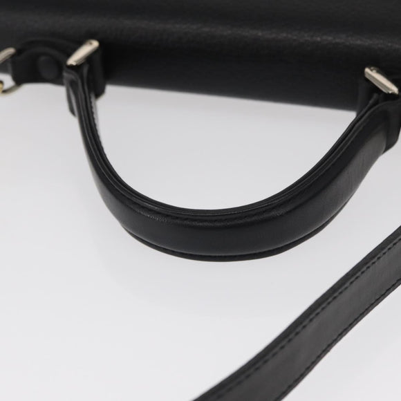 Burberrys Hand Bag Leather 2way Black Silver Auth ep12903