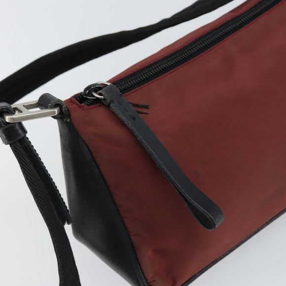 PRADA Shoulder Bag Nylon Red Silver Auth ep12904