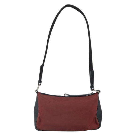 PRADA Shoulder Bag Nylon Red Silver Auth ep12904