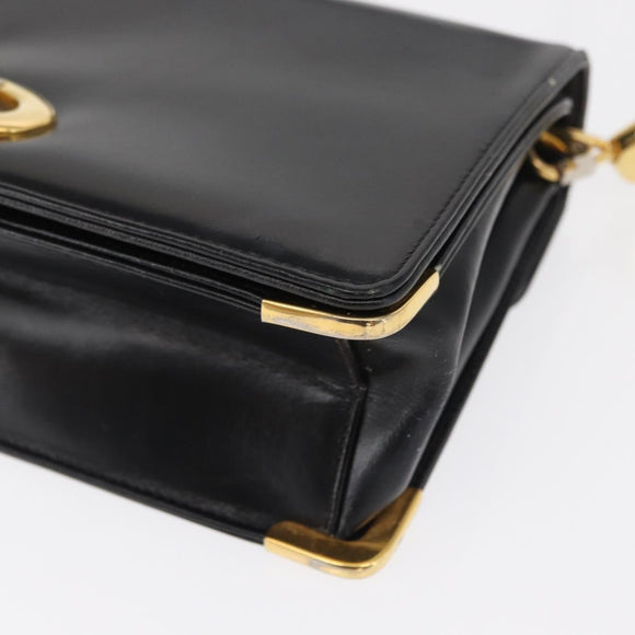 Christian Dior Shoulder Bag Leather Black Gold Auth ep12905