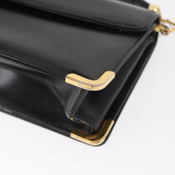 Christian Dior Shoulder Bag Leather Black Gold Auth ep12905