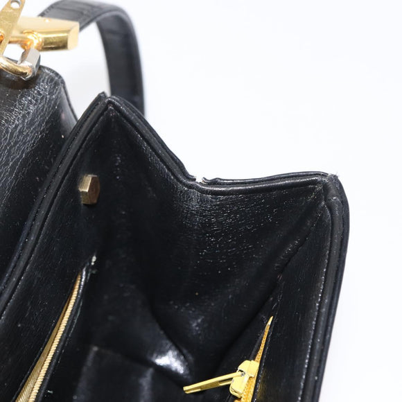 Christian Dior Shoulder Bag Leather Black Gold Auth ep12905