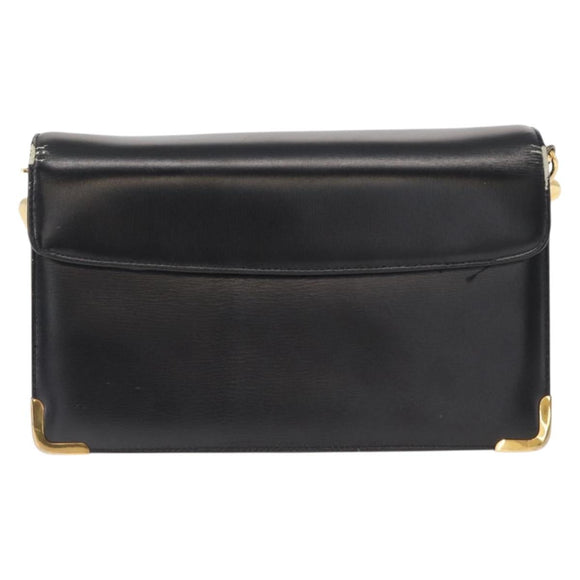 Christian Dior Shoulder Bag Leather Black Gold Auth ep12905