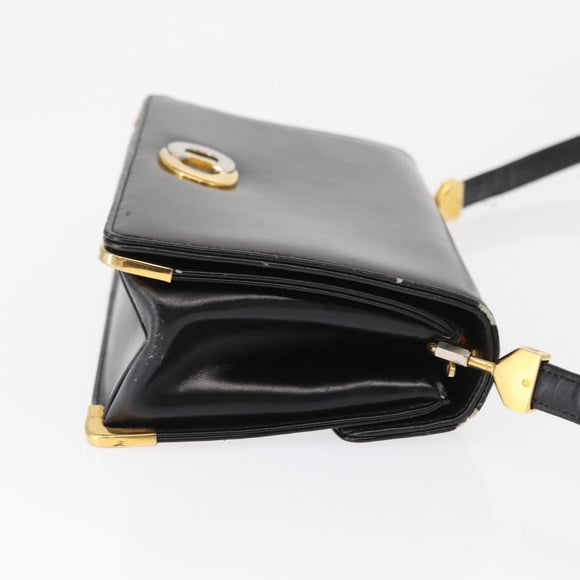 Christian Dior Shoulder Bag Leather Black Gold Auth ep12905