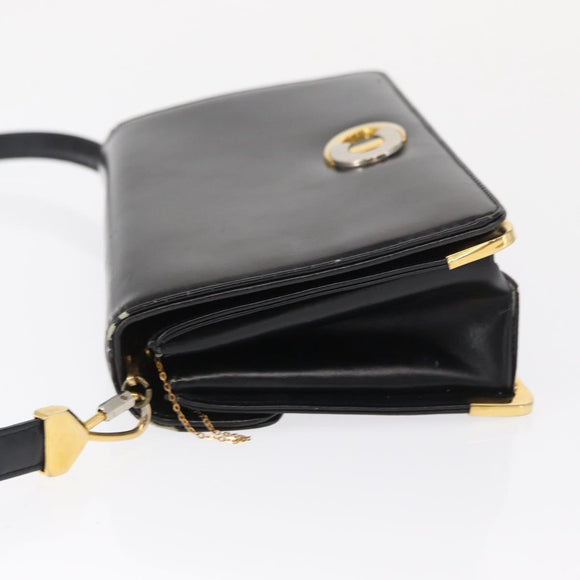 Christian Dior Shoulder Bag Leather Black Gold Auth ep12905