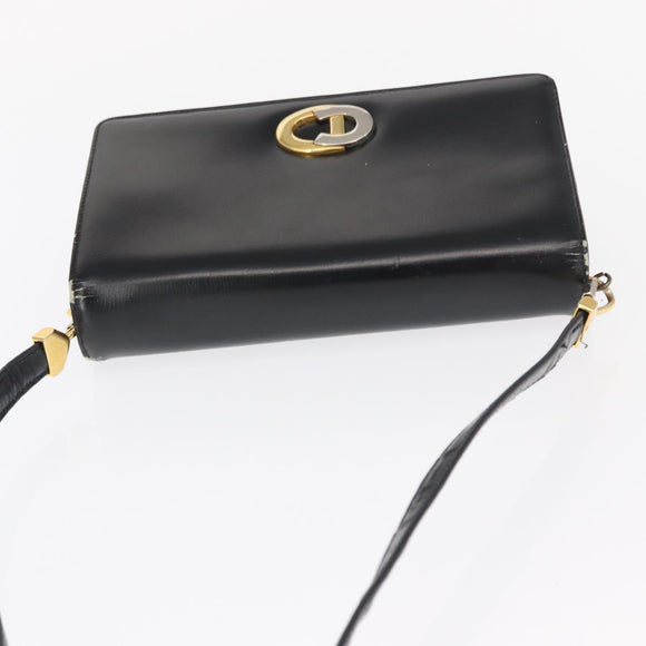 Christian Dior Shoulder Bag Leather Black Gold Auth ep12905