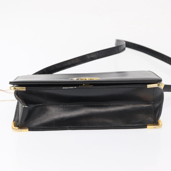 Christian Dior Shoulder Bag Leather Black Gold Auth ep12905