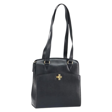 CELINE Tote Bag Leather Black Gold Auth ep12909