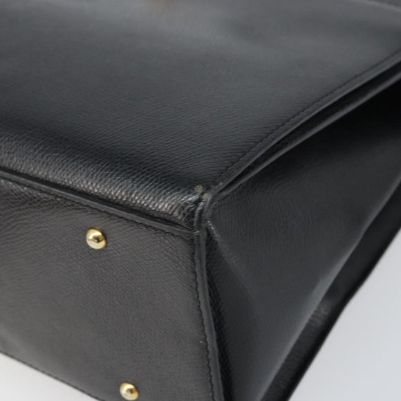 CELINE Tote Bag Leather Black Gold Auth ep12909