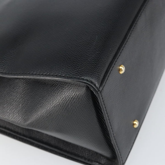 CELINE Tote Bag Leather Black Gold Auth ep12909