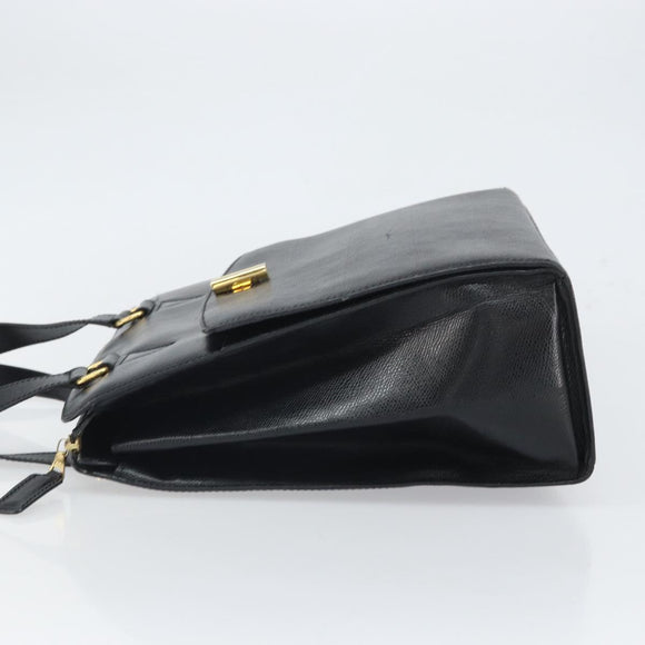 CELINE Tote Bag Leather Black Gold Auth ep12909