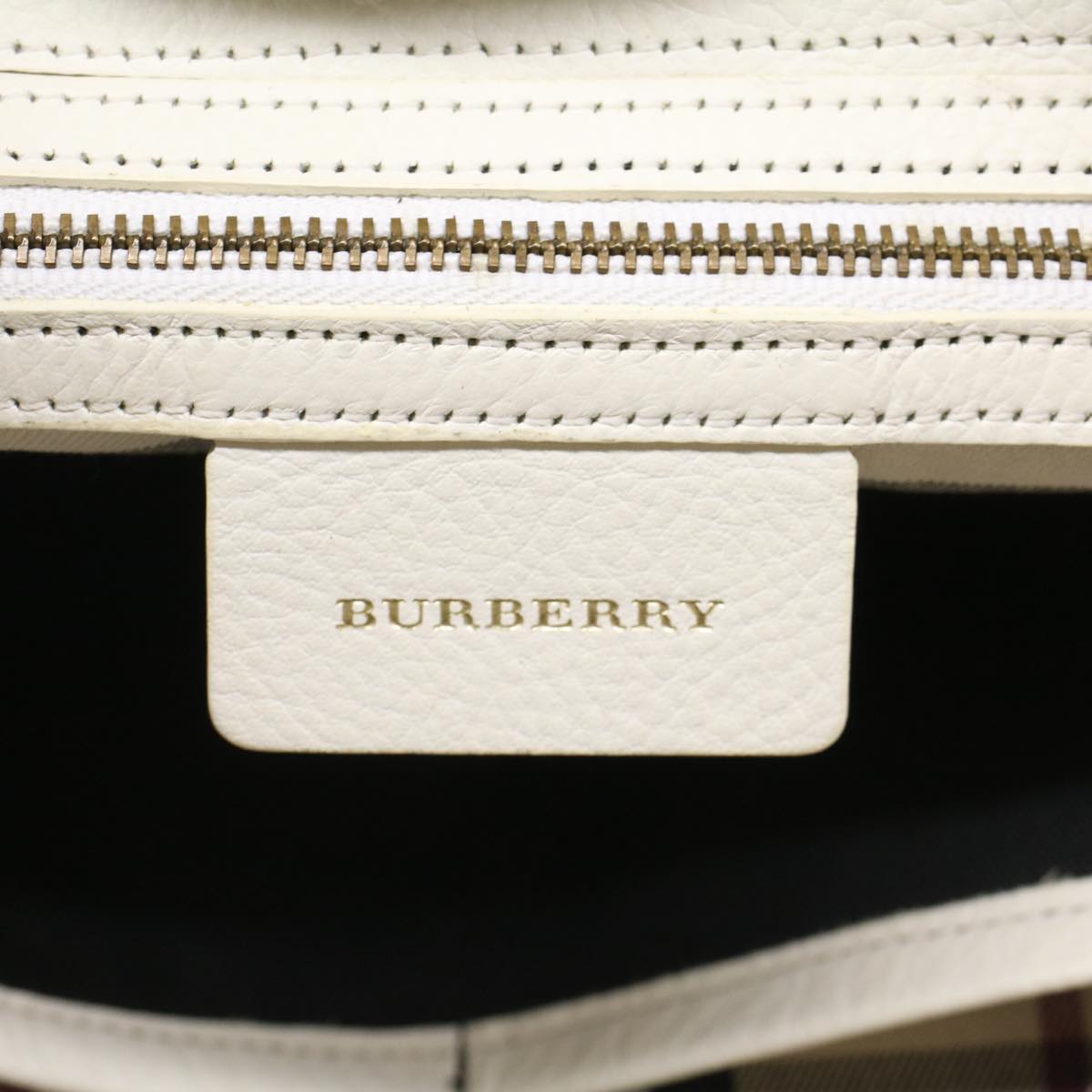 BURBERRY Shoulder Bag Leather White Auth ep1291