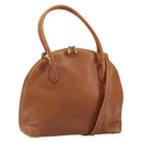GUCCI Hand Bag Leather 2way Brown Gold Auth ep12910-1