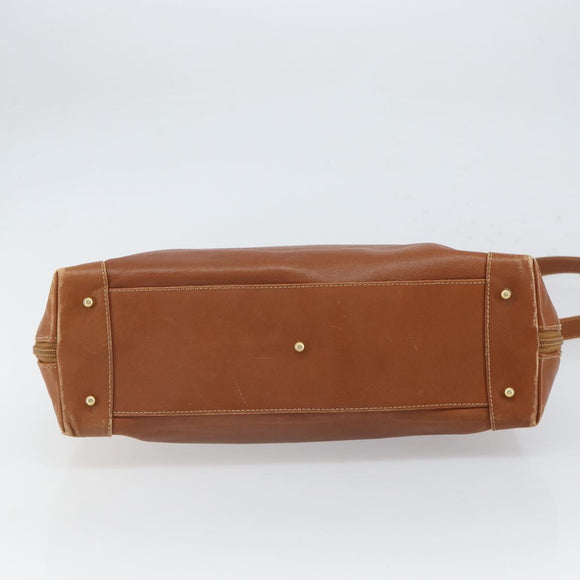 GUCCI Hand Bag Leather 2way Brown Gold Auth ep12910
